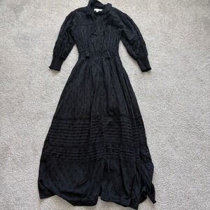 Cleobella Jane Pintuck Ankle Maxi Dress Womens XS Black Gothic Victorian